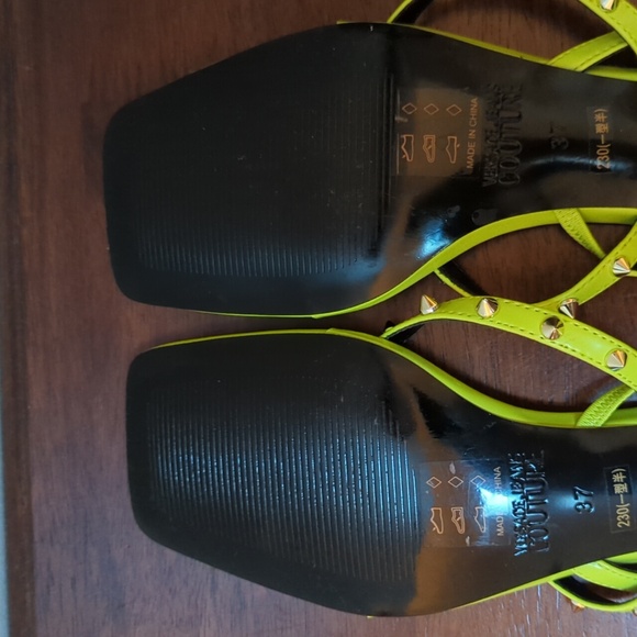 Versace Jeans Couture Green Brushed Courtney Heeled Sandals - Picture 7 of 9